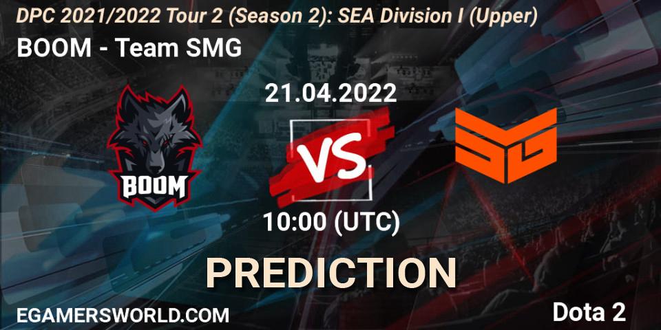 Pronóstico BOOM - Team SMG. 21.04.2022 at 10:43, Dota 2, DPC 2021/2022 Tour 2 (Season 2): SEA Division I (Upper)