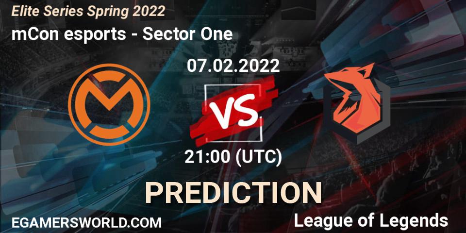 Pronóstico mCon esports - Sector One. 07.02.2022 at 21:00, LoL, Elite Series Spring 2022