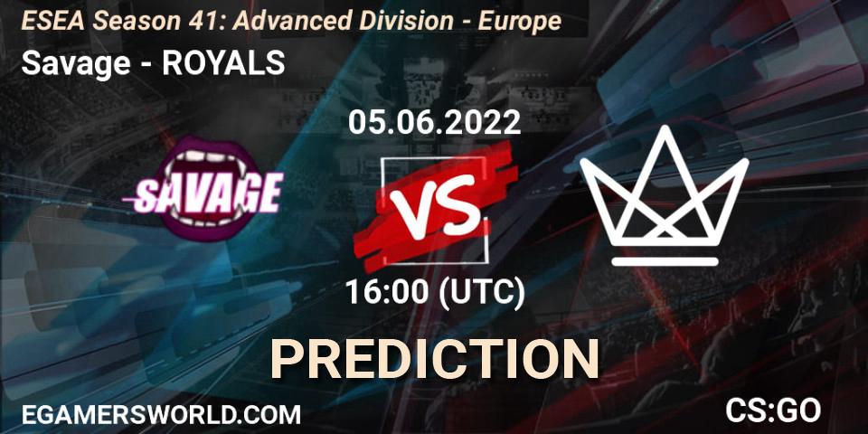 Pronóstico Savage - ROYALS. 05.06.2022 at 16:00, Counter-Strike (CS2), ESEA Season 41: Advanced Division - Europe
