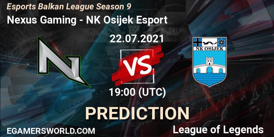 Pronóstico Nexus Gaming - NK Osijek Esport. 22.07.2021 at 19:00, LoL, Esports Balkan League Season 9