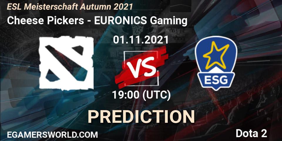 Pronóstico Cheese Pickers - EURONICS Gaming. 01.11.2021 at 20:00, Dota 2, ESL Meisterschaft Autumn 2021