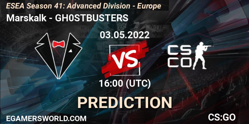 Pronóstico Marskalk - GH0STBUSTERS. 03.05.2022 at 16:00, Counter-Strike (CS2), ESEA Season 41: Advanced Division - Europe