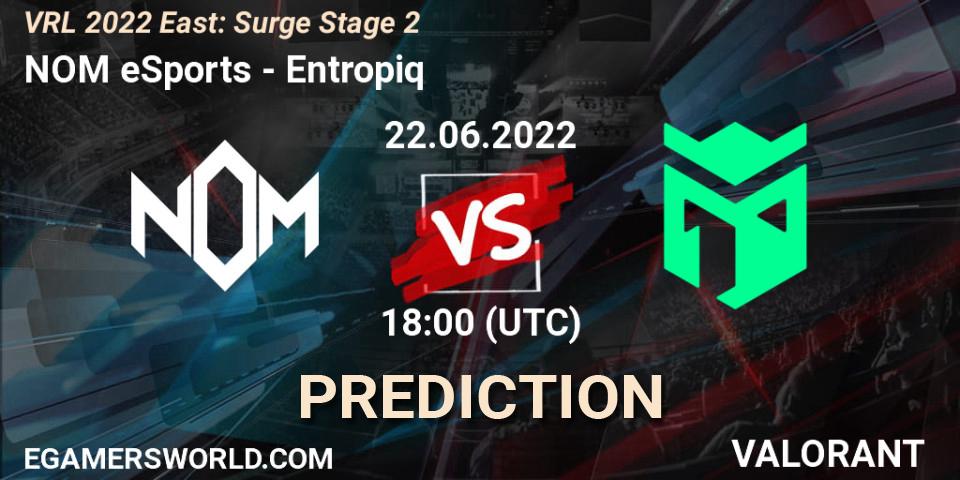 Pronóstico NOM eSports - Entropiq. 22.06.2022 at 18:10, VALORANT, VRL 2022 East: Surge Stage 2