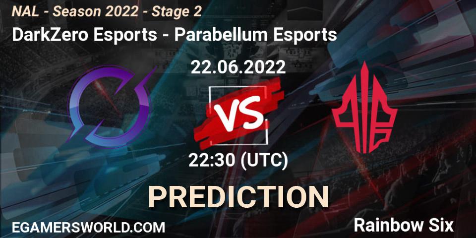 Pronóstico DarkZero Esports - Parabellum Esports. 22.06.2022 at 22:30, Rainbow Six, NAL - Season 2022 - Stage 2