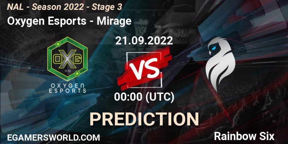 Pronóstico Oxygen Esports - Mirage. 21.09.2022 at 00:00, Rainbow Six, NAL - Season 2022 - Stage 3
