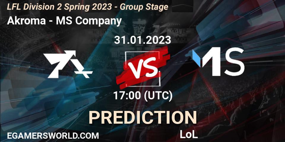 Pronóstico Akroma - MS Company. 31.01.23, LoL, LFL Division 2 Spring 2023 - Group Stage