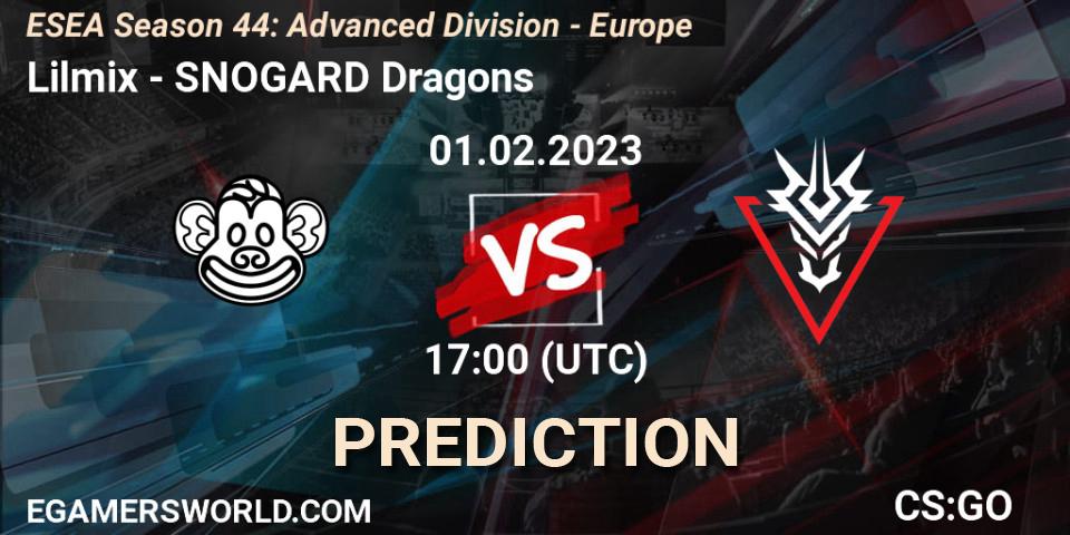 Pronóstico Lilmix - SNOGARD Dragons. 01.02.23, CS2 (CS:GO), ESEA Season 44: Advanced Division - Europe