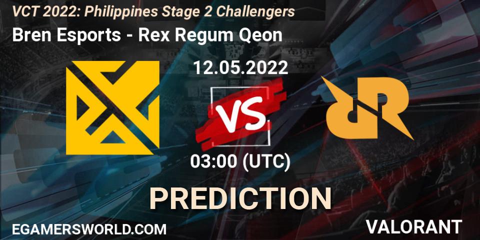 Pronóstico Bren Esports - Rex Regum Qeon. 12.05.2022 at 03:00, VALORANT, VCT 2022: Philippines Stage 2 Challengers