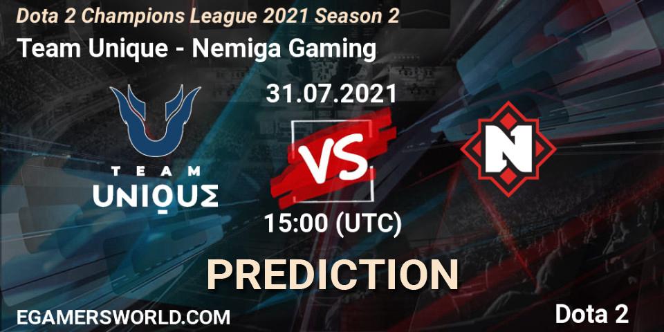 Pronóstico Team Unique - Nemiga Gaming. 01.08.2021 at 12:00, Dota 2, Dota 2 Champions League 2021 Season 2
