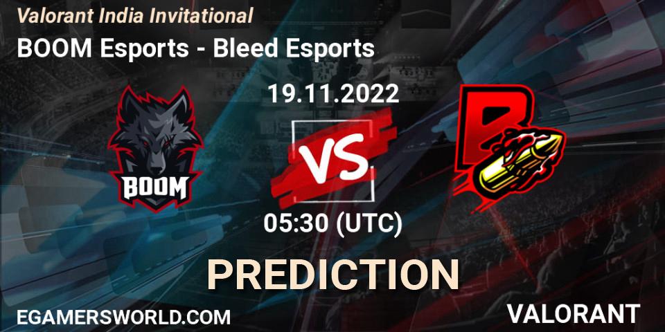 Pronóstico BOOM Esports - Bleed Esports. 19.11.2022 at 07:30, VALORANT, Valorant India Invitational