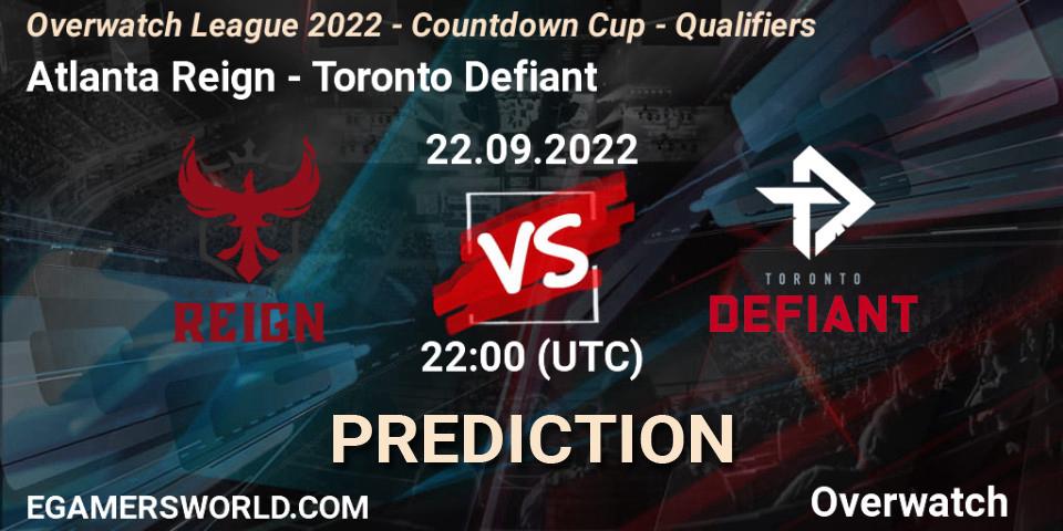 Pronóstico Atlanta Reign - Toronto Defiant. 22.09.22, Overwatch, Overwatch League 2022 - Countdown Cup - Qualifiers