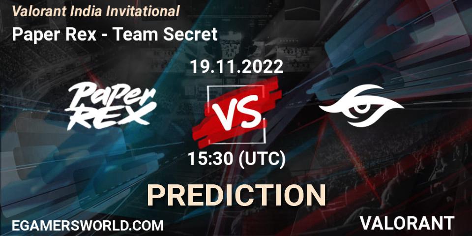 Pronóstico Paper Rex - Team Secret. 19.11.2022 at 15:30, VALORANT, Valorant India Invitational