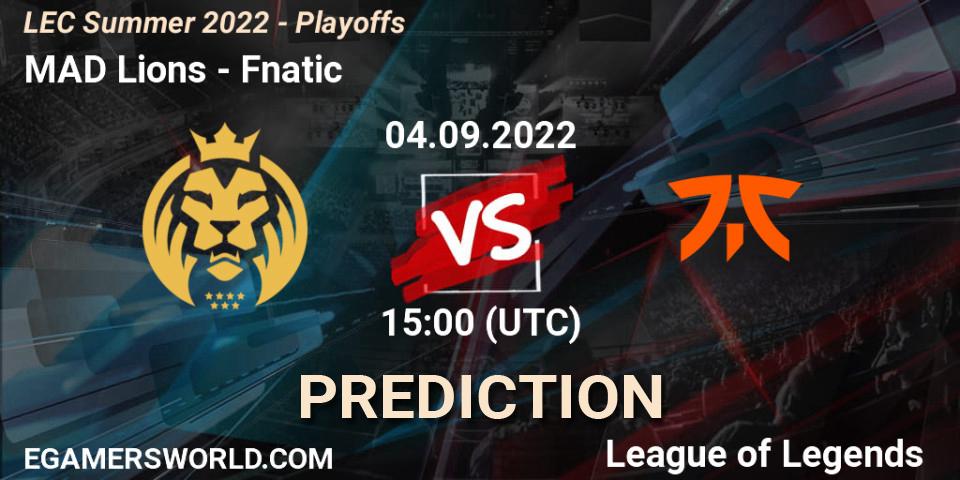 Pronóstico MAD Lions - Fnatic. 04.09.2022 at 15:00, LoL, LEC Summer 2022 - Playoffs