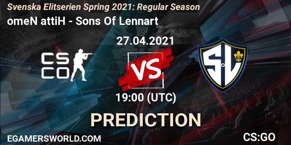 Pronóstico omeN attiH - Sons Of Lennart. 27.04.2021 at 19:00, Counter-Strike (CS2), Svenska Elitserien Spring 2021: Regular Season