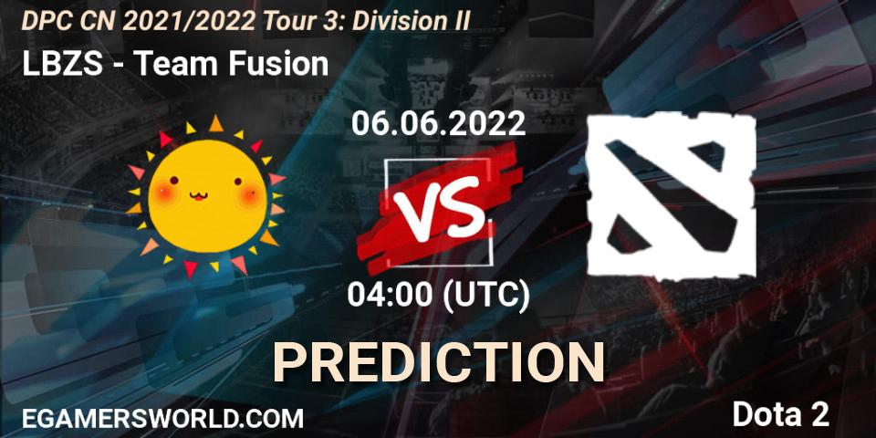 Pronóstico LBZS - Team Fusion. 06.06.2022 at 04:06, Dota 2, DPC CN 2021/2022 Tour 3: Division II