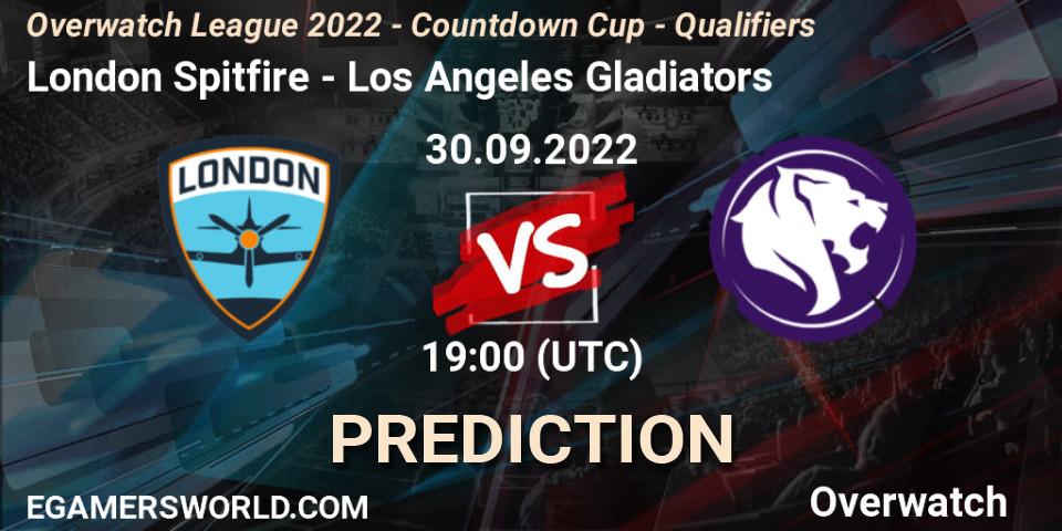 Pronóstico London Spitfire - Los Angeles Gladiators. 30.09.2022 at 19:00, Overwatch, Overwatch League 2022 - Countdown Cup - Qualifiers