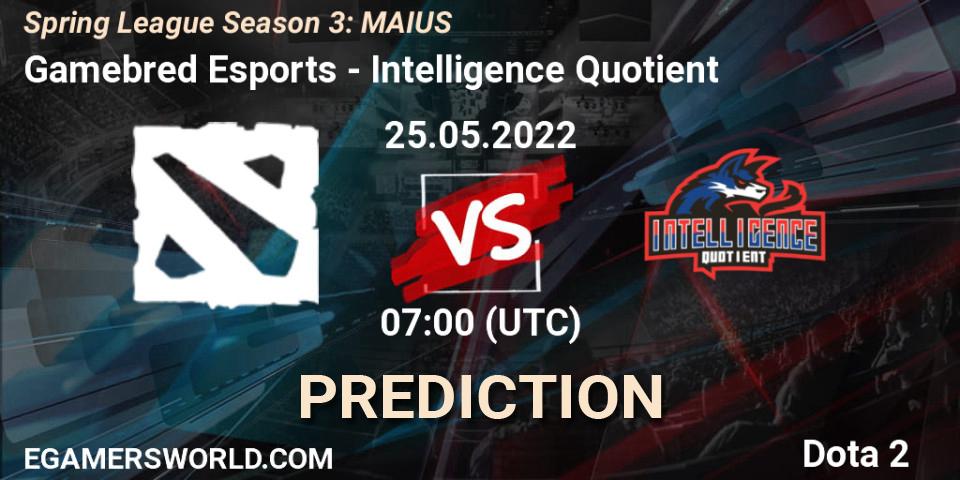 Pronóstico Gamebred Esports - Intelligence Quotient. 25.05.2022 at 07:07, Dota 2, Spring League Season 3: MAIUS