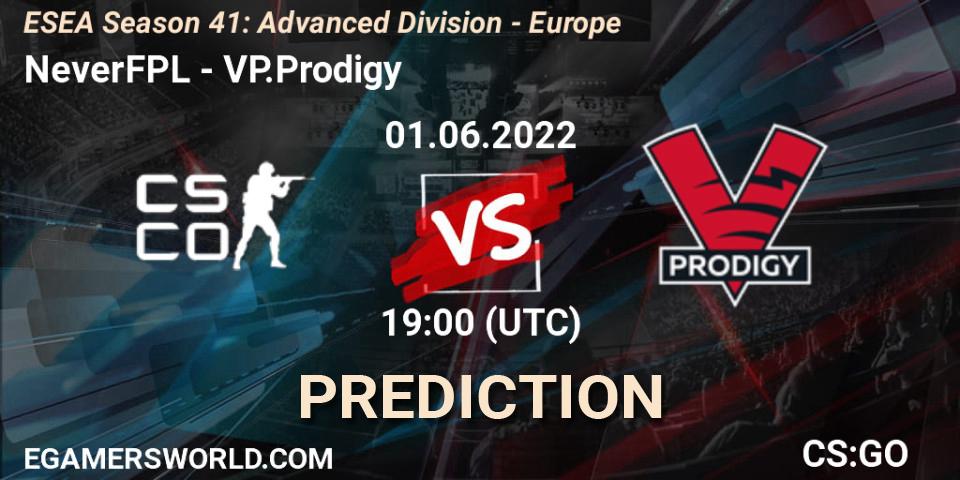 Pronóstico NeverFPL - VP.Prodigy. 01.06.2022 at 19:00, Counter-Strike (CS2), ESEA Season 41: Advanced Division - Europe
