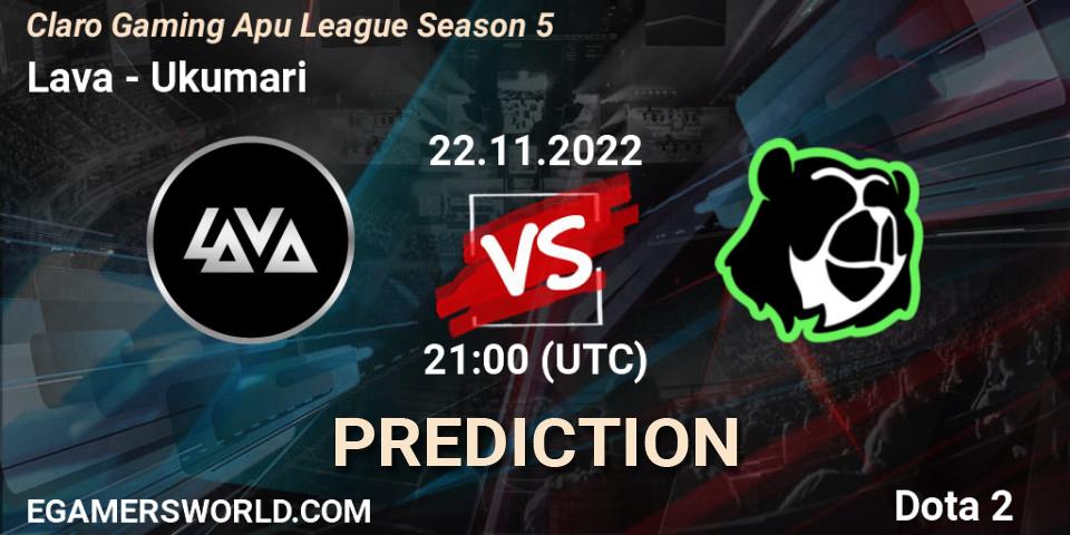 Pronóstico Lava - Ukumari. 22.11.2022 at 21:24, Dota 2, Claro Gaming Apu League Season 5
