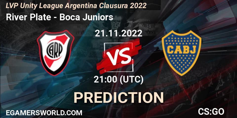 Pronóstico River Plate - Boca Juniors. 21.11.2022 at 21:00, Counter-Strike (CS2), LVP Unity League Argentina Clausura 2022