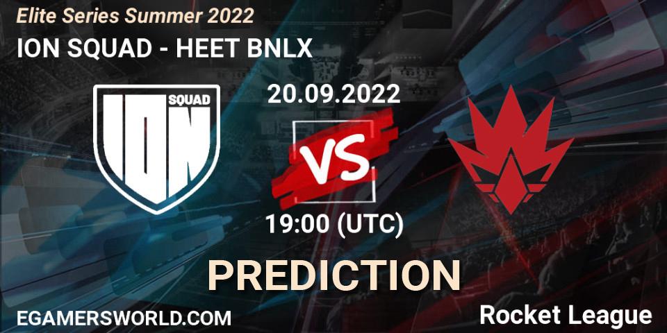 Pronóstico ION SQUAD - HEET BNLX. 20.09.2022 at 19:00, Rocket League, Elite Series Summer 2022