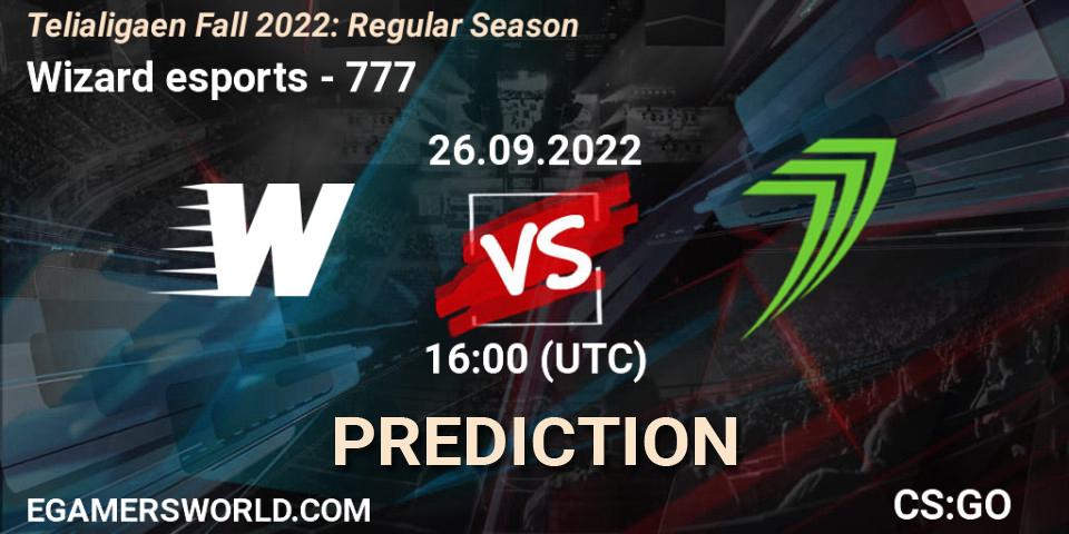 Pronóstico Wizard esports - 777. 26.09.2022 at 16:00, Counter-Strike (CS2), Telialigaen Fall 2022: Regular Season