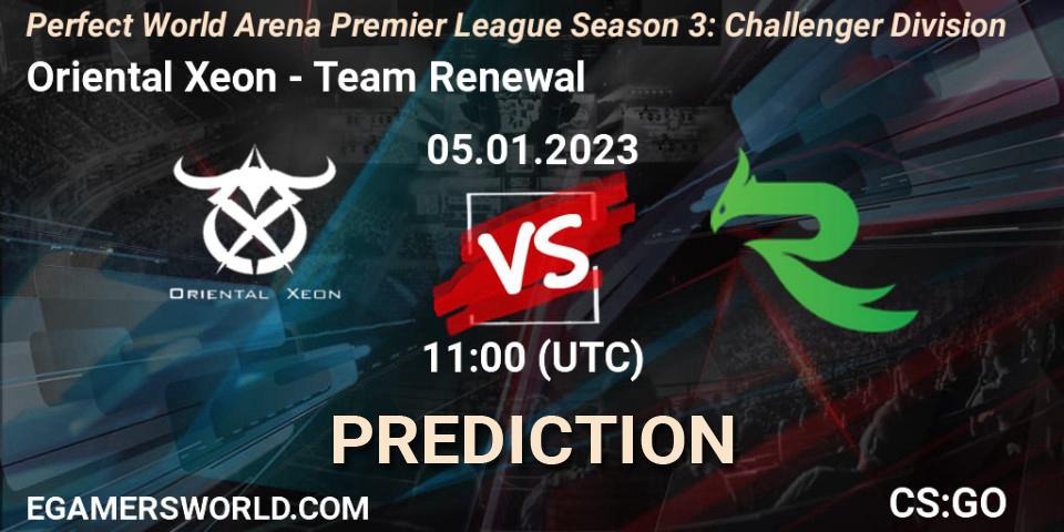Pronóstico Oriental Xeon - Team Renewal. 05.01.2023 at 11:00, Counter-Strike (CS2), Perfect World Arena Premier League Season 3: Challenger Division