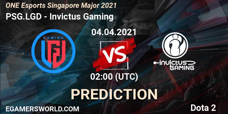 Pronóstico PSG.LGD - Invictus Gaming. 04.04.2021 at 02:00, Dota 2, ONE Esports Singapore Major 2021