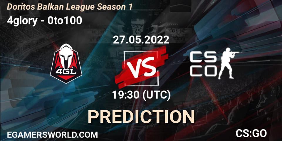 Pronóstico 4glory - 0to100. 27.05.2022 at 20:00, Counter-Strike (CS2), Doritos Balkan League Season 1