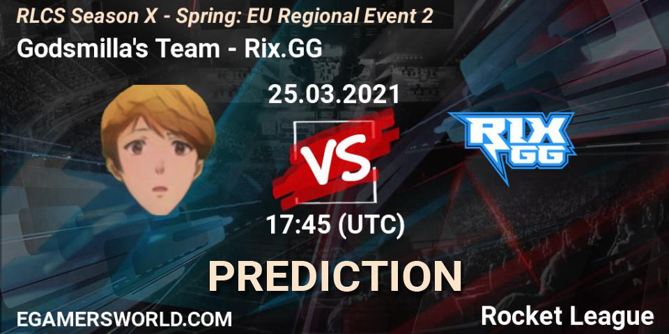 Pronóstico Godsmilla's Team - Rix.GG. 25.03.2021 at 17:45, Rocket League, RLCS Season X - Spring: EU Regional Event 2