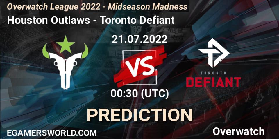 Pronóstico Houston Outlaws - Toronto Defiant. 21.07.2022 at 00:30, Overwatch, Overwatch League 2022 - Midseason Madness