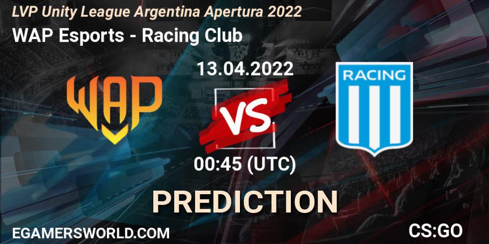 Pronóstico WAP Esports - Racing Club. 13.04.2022 at 00:45, Counter-Strike (CS2), LVP Unity League Argentina Apertura 2022