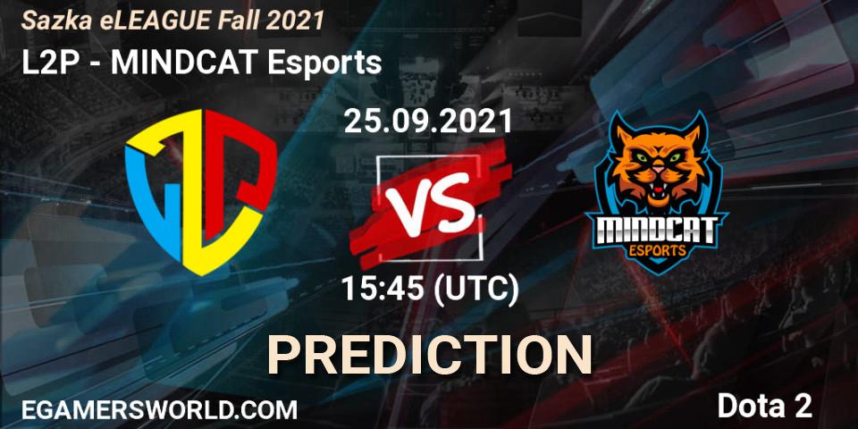 Pronóstico L2P - MINDCAT Esports. 02.10.2021 at 10:45, Dota 2, Sazka eLEAGUE Fall 2021