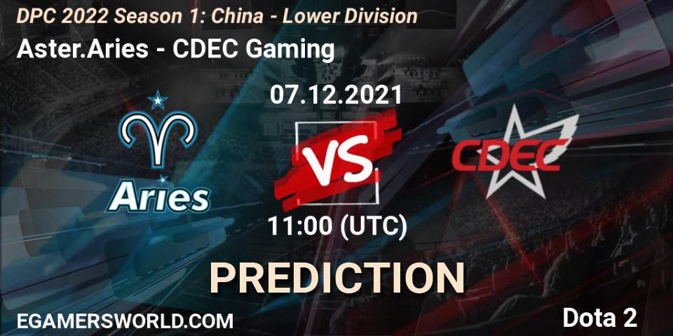 Pronóstico Aster.Aries - CDEC Gaming. 07.12.2021 at 11:17, Dota 2, DPC 2022 Season 1: China - Lower Division