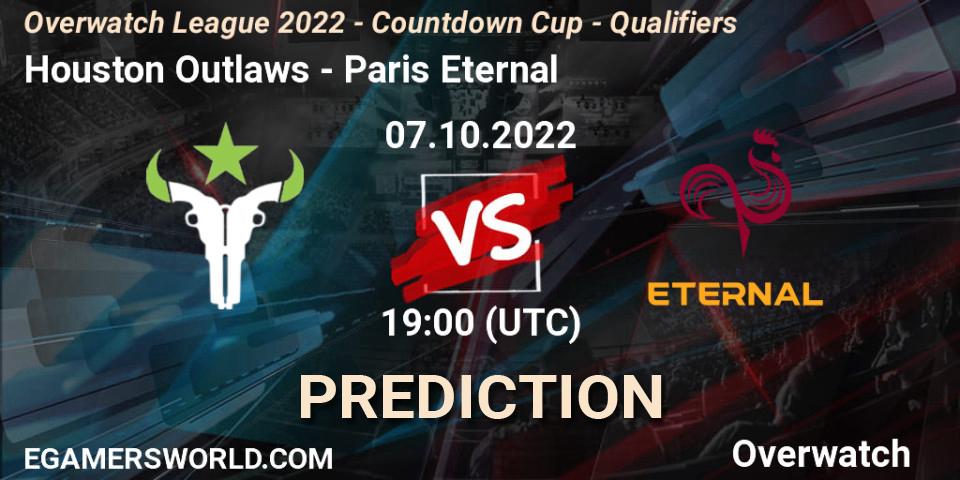 Pronóstico Houston Outlaws - Paris Eternal. 07.10.22, Overwatch, Overwatch League 2022 - Countdown Cup - Qualifiers