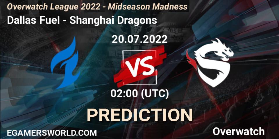 Pronóstico Dallas Fuel - Shanghai Dragons. 20.07.2022 at 02:00, Overwatch, Overwatch League 2022 - Midseason Madness