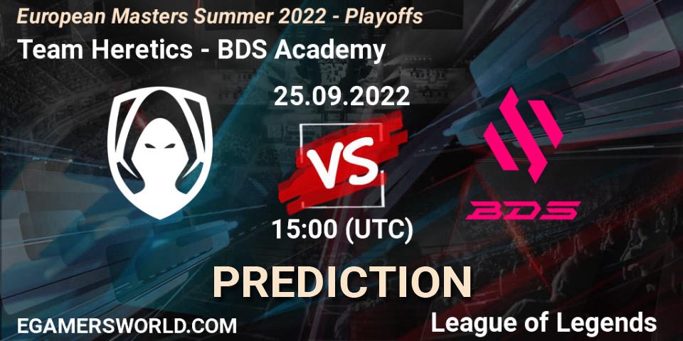 Pronóstico Team Heretics - BDS Academy. 25.09.2022 at 15:00, LoL, European Masters Summer 2022 - Playoffs