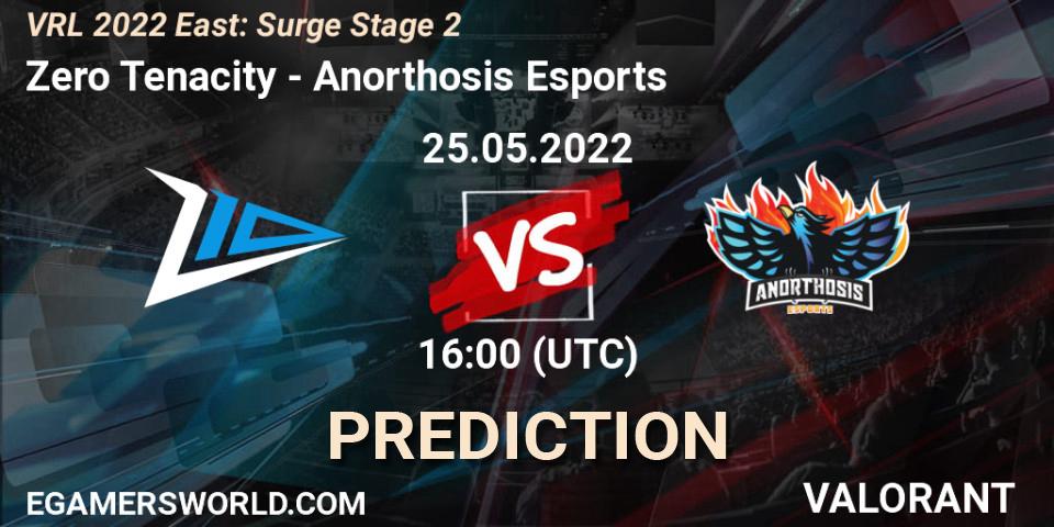 Pronóstico Zero Tenacity - Anorthosis Esports. 25.05.2022 at 16:00, VALORANT, VRL 2022 East: Surge Stage 2