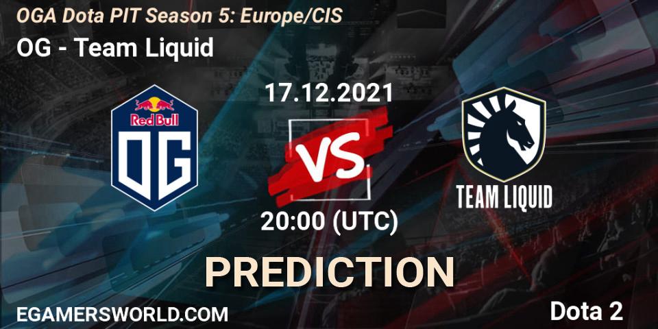 Pronóstico OG - Team Liquid. 17.12.2021 at 19:20, Dota 2, OGA Dota PIT Season 5: Europe/CIS