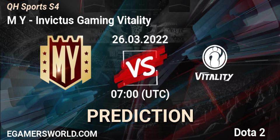 Pronóstico M Y - Invictus Gaming Vitality. 26.03.2022 at 06:41, Dota 2, QH Sports S4