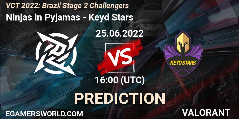 Pronóstico Ninjas in Pyjamas - Keyd Stars. 25.06.2022 at 16:15, VALORANT, VCT 2022: Brazil Stage 2 Challengers