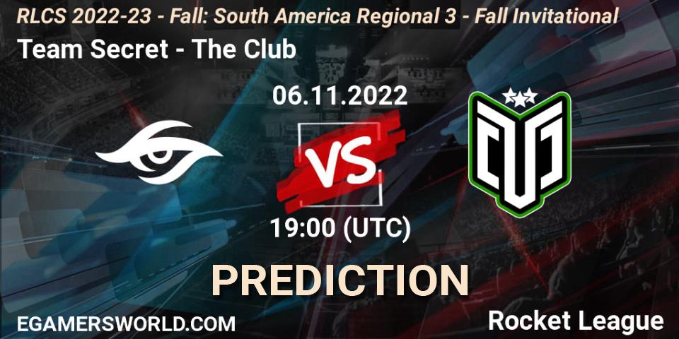 Pronóstico Team Secret - The Club. 06.11.2022 at 19:00, Rocket League, RLCS 2022-23 - Fall: South America Regional 3 - Fall Invitational