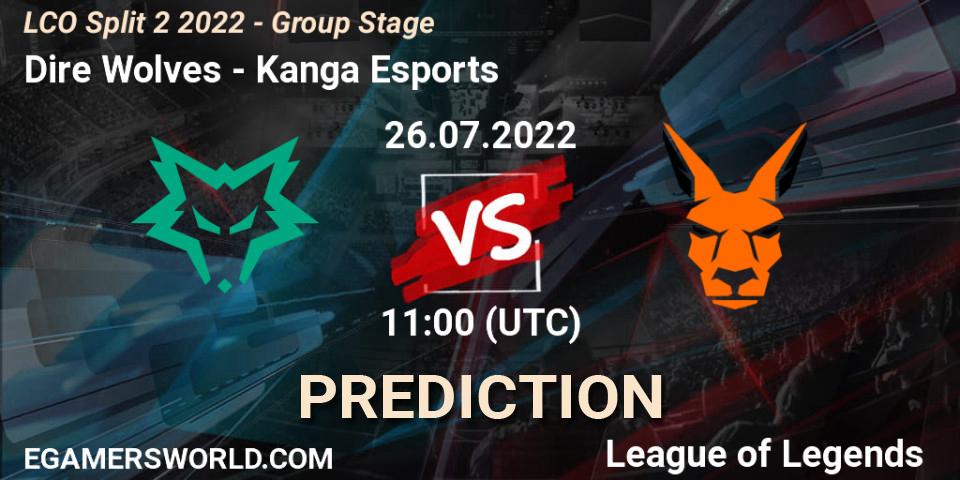 Pronóstico Dire Wolves - Kanga Esports. 26.07.2022 at 11:00, LoL, LCO Split 2 2022 - Group Stage