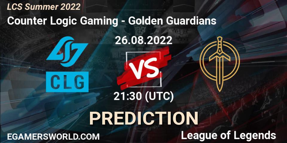 Pronóstico Counter Logic Gaming - Golden Guardians. 26.08.22, LoL, LCS Summer 2022
