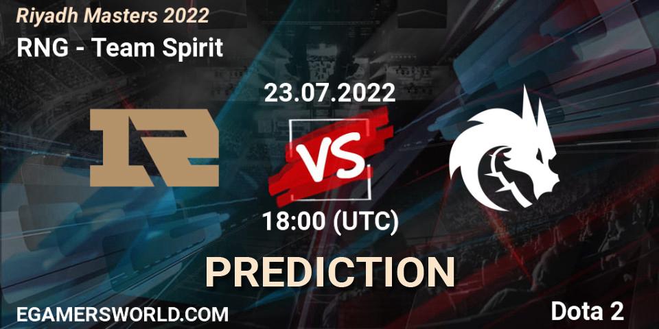 Pronóstico RNG - Team Spirit. 23.07.2022 at 17:58, Dota 2, Riyadh Masters 2022