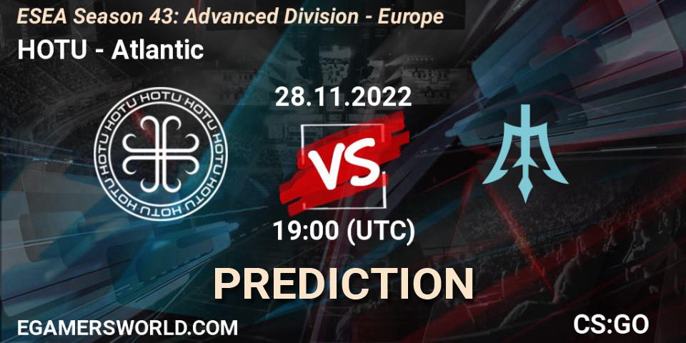 Pronóstico HOTU - Atlantic. 28.11.22, CS2 (CS:GO), ESEA Season 43: Advanced Division - Europe