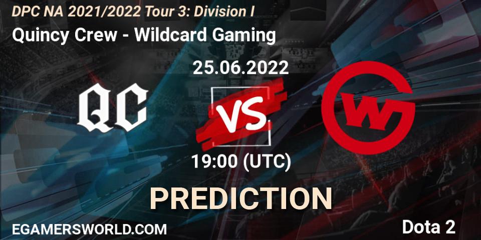 Pronóstico Quincy Crew - Wildcard Gaming. 25.06.2022 at 20:52, Dota 2, DPC NA 2021/2022 Tour 3: Division I