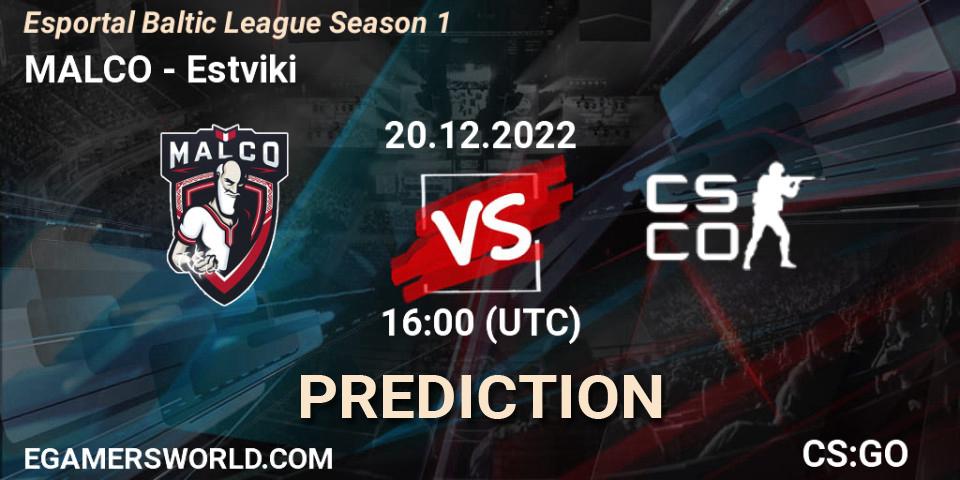 Pronóstico MALCO - Estviki. 20.12.22, CS2 (CS:GO), Esportal Baltic League Season 1