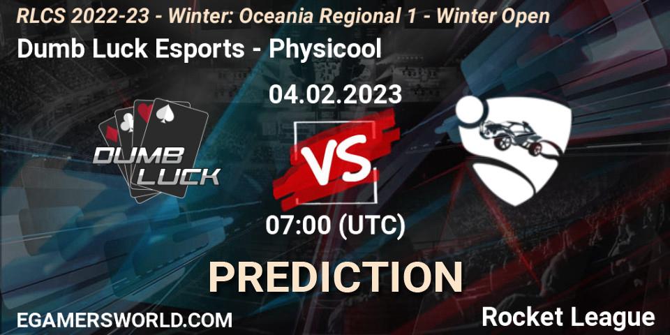 Pronóstico Dumb Luck Esports - Physicool. 04.02.2023 at 07:00, Rocket League, RLCS 2022-23 - Winter: Oceania Regional 1 - Winter Open