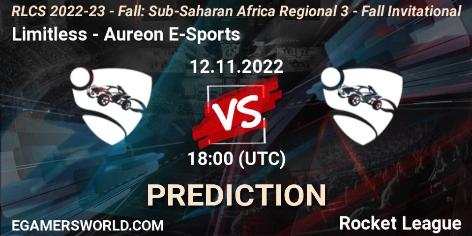 Pronóstico Limitless - Aureon E-Sports. 12.11.2022 at 18:00, Rocket League, RLCS 2022-23 - Fall: Sub-Saharan Africa Regional 3 - Fall Invitational